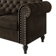 thumbnail image 5 of Home Design Kelso Velvet Rolled Arm Sofa with Deep Button Tufting, Nailhead Trim and Turned Legs, Brown, 5 of 6