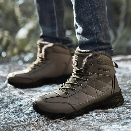 

Men‘s Snow Boots Warm Fleece Comfortable Anti-skid Hiking Shoes Wear-resistant Outdoor Trekking Ankle Boots Winter