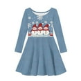 thumbnail image 4 of DISNIMO Christmas Snowman Dress Girls Snowflake Dress for Kids 9-10 Winter Long Sleeve Swing Dress for Girl Midi Dresses Children Skater Dress for Kids Blue Twirly Dress Casual Girl Soft Dresses, 4 of 6