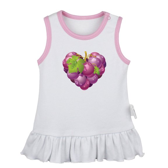 Fruit Grape Pattern Dresses For Baby, Newborn Babies Skirts, Infant Princess Dress, 0-24M Kids Graphic Clothes (White Sleeveless Dresses, 18-24 Months)
