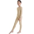 thumbnail image 3 of Oyolan Kids Girls Full Length Gymnastics Jumpsuit One Piece Bodysuit Long Sleeve Dance Leotard Unitard Nude 3-4, 3 of 7