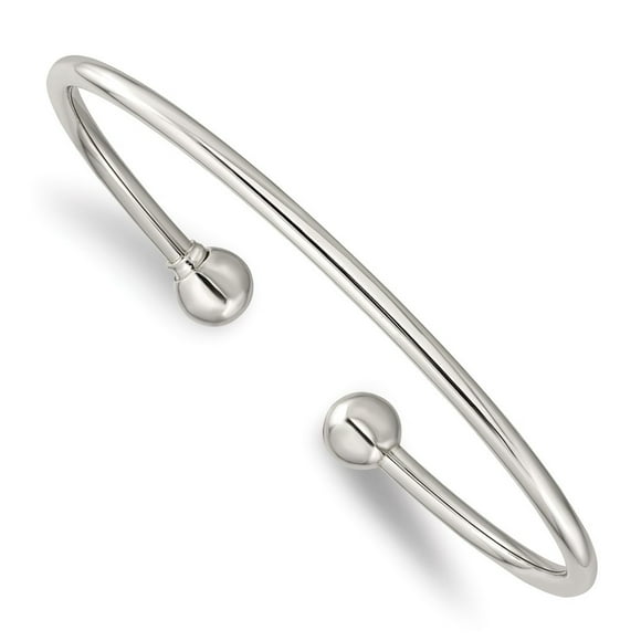 Diamond2Deal 925 Sterling Silver Bangle Size 7.5 for Women