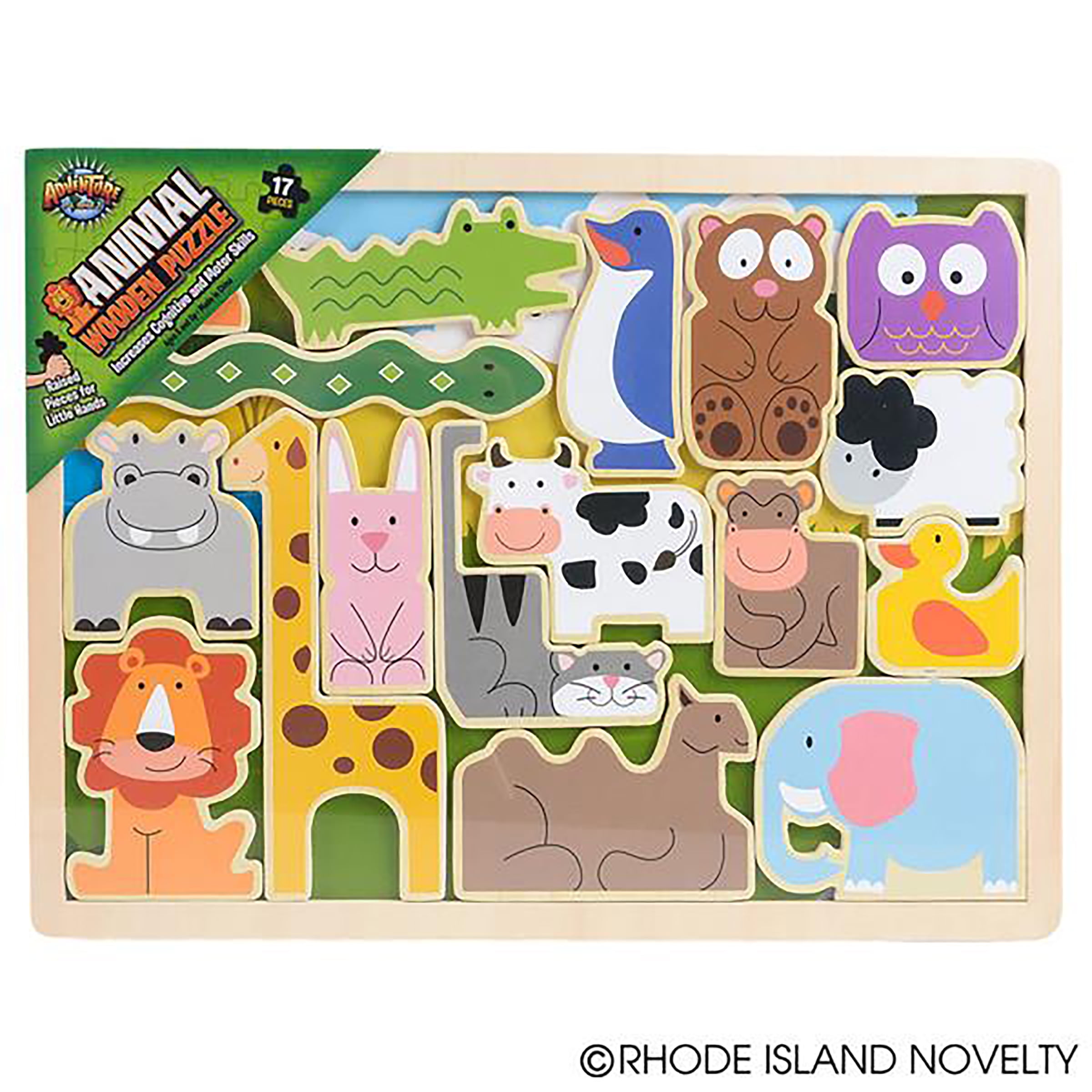 Details about    Large 18” x 12” 16 Piece Wooden Puzzle Farm Animals Picture Under Pieces  EUC 