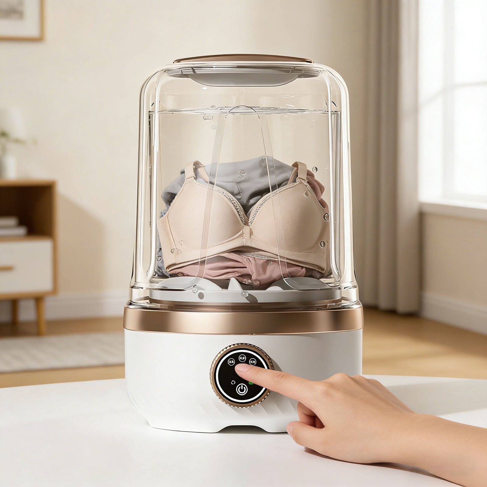 Portable Washing Machine for Delicate Laundry Smart Home Travel Camping Rechargeable 2L Capacity Three Speed Compact Washer
