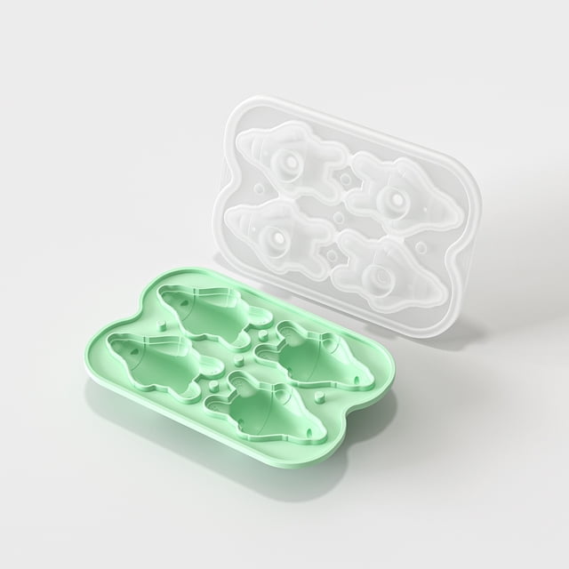 Molde for cubitos de hielo en forma de oso tumbado con tapa, bandeja de hielo de silicona for cubitos congelados caseros