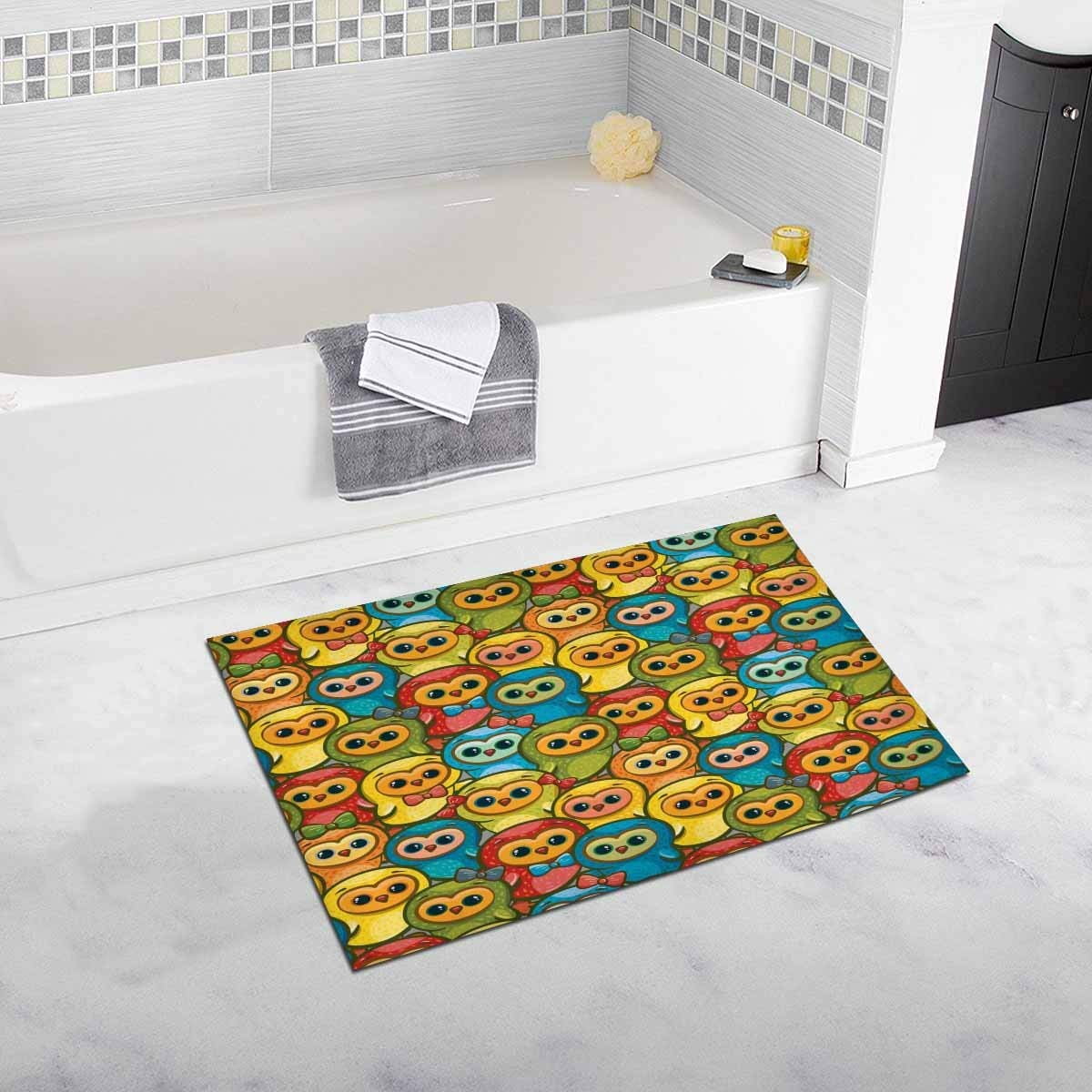 CADecor Pattern with Cartoon Funny Chickens Bath Rug Bathroom Mat
