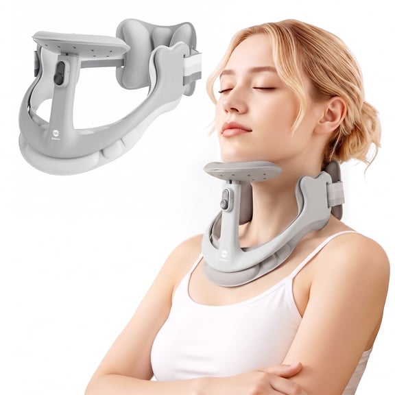 Owlprince Posture Corrector for Neck & Cervical Spine Alignment, 360° Adjustable Neck Brace for Pain Relief & Support, Hump & Forward Head, Gray, L