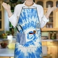 thumbnail image 6 of Blue Tie Dye Pattern Apron-Garden Aprons for Women with Pockets-Cotton Linen Waterproof Kitchen Cooking Gardening Aprons Adjustable for Kitchen,Cooking,BBQ and Salon 33x27 Inch, 6 of 7