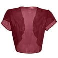 thumbnail image 4 of Cropped Cardigan for Women Lightweight Chiffon Cropped Ruffle Sleeve Bolero Shrugs for Dressy Elegant Blouse Tops Shrugs for Dresses, 4 of 4