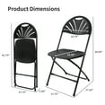 thumbnail image 3 of 2 Pack Folding Chair Fan Back Portable Plastic Chairs for Events Office Wedding Party Picnic Kitchen, Black, 3 of 10