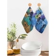 thumbnail image 2 of Abstract Blue Kitchen Dish Towels for Drying Dishes Set of 2, Painting Buildings Geometric Modern Art Waffle Weave Microfiber Hand Tea Bathroom Towels Quick Dry & Absorbent Towel 12x12, 2 of 7