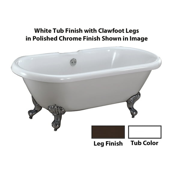 Barclay ATDRN69I-WH-ORB Acrylic Double Roll Tub