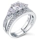 thumbnail image 4 of JeenMata Conjunto Nupcial de Moissanita de Corte Redondo de 1,50 Quilates - Conjunto Nupcial - Anillo de Racimo - Anillo Clásico - Oro Blanco de 18 K sobre Plata, 4 of 5