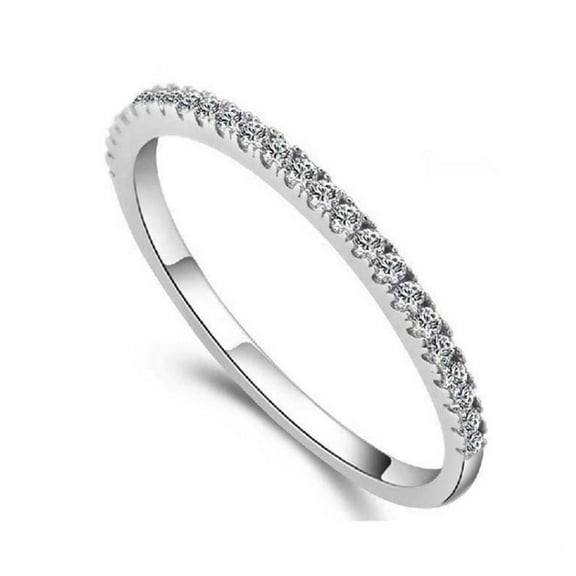 Caroline Anniversary Band for Women Half Eternity Ring White Gold Plated CZ Ginger Lyne