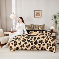 thumbnail image 4 of Castle Fairy Leopard Bow Letter C Twin Bedding Sets 7-Piece for Girls,Cheetah Print Bedding Comforter Set,Black Reversible, 4 of 7