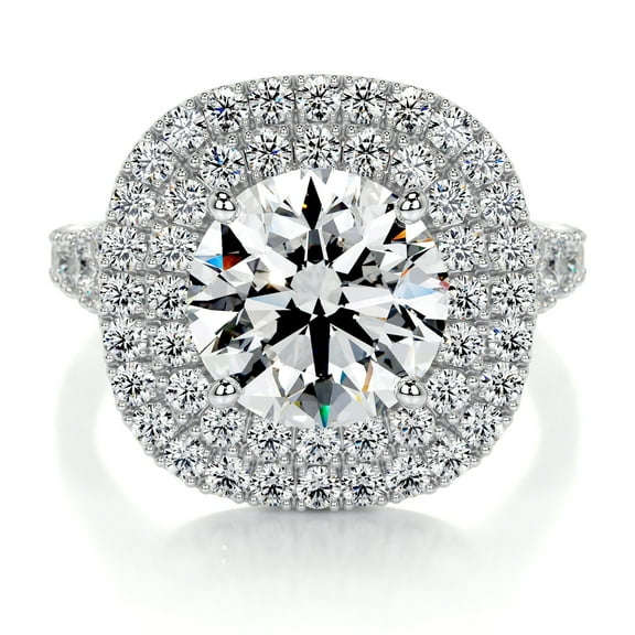 Spot Jewelry Elegant 14K White Gold Plated Round Cut Moissanite Wedding Ring - 1.8 Ct Moissanite - Halo Setting for Women - Gorgeous Bridal Jewelry - Perfect for Birthdays and Gifts