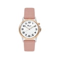 thumbnail image 2 of Bandni Womens Glow Watch - Leather Quick Release Band - 28mm Analog Women's Easy to Read Watch with Light, Light Up Watches, Quartz, White Dial, Big Numbers, Glow in Dark Hands - Rose Gold Tone / Pink, 2 of 6