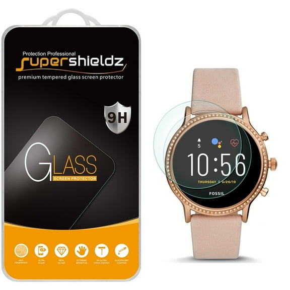[2-Pack] Supershieldz for Fossil Gen 5 Smartwatch Julianna HR Tempered Glass Screen Protector, Anti-Scratch, Anti-Fingerprint, Bubble Free