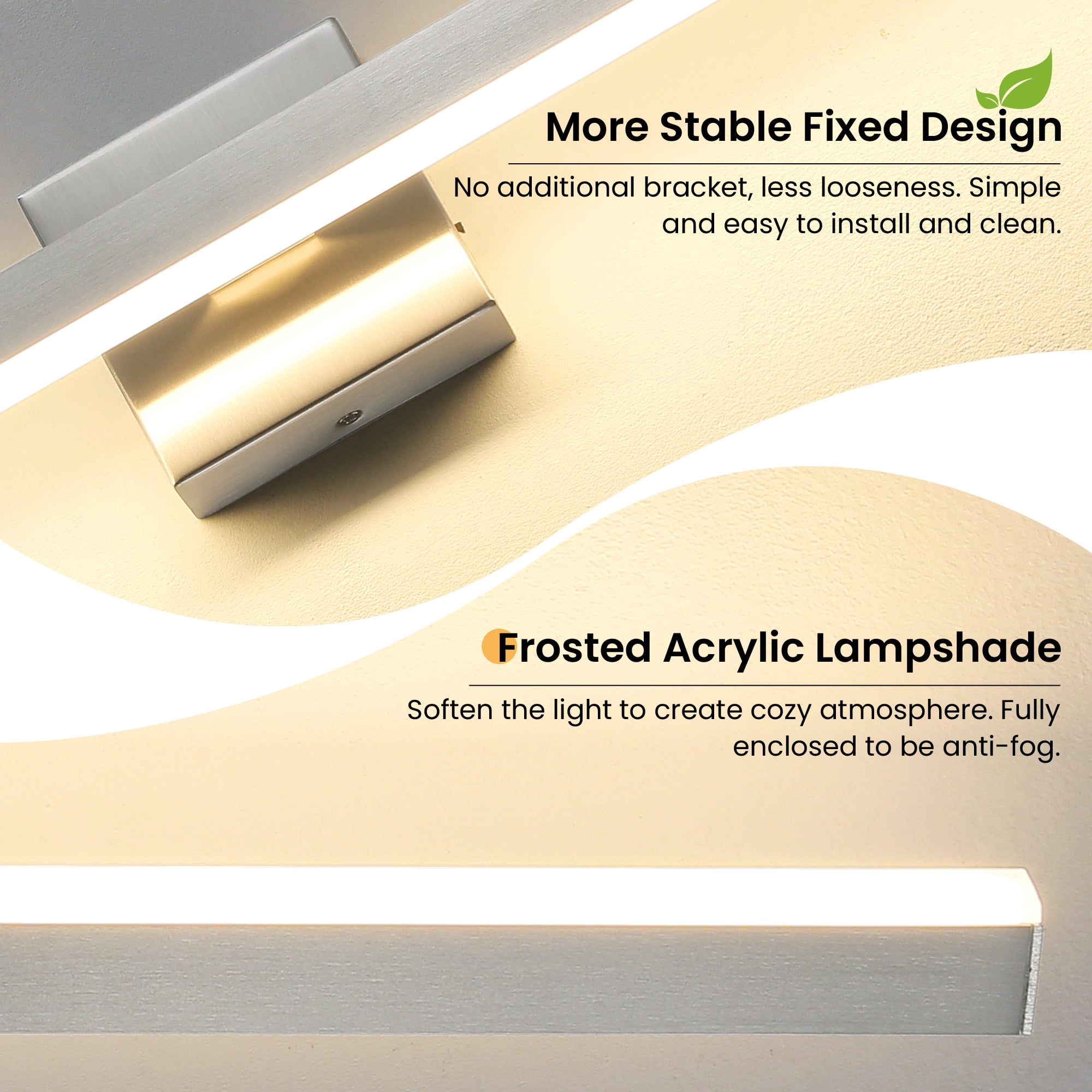 Minimalist Linear LED Modern Lighting Fixtures 32'' Bathroom Brushed Nickel Vanity Light Dimmable Over Mirror Wall Sconce for Bathroom