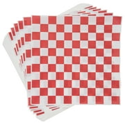 300 Count Food Basket Deli Paper with Pattern, 12x12 In. Wax Paper Sheets for Sandwich Wrap, Red and White Checkered