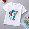 thumbnail image 3 of Camiseta de algodón con estampado de princesa sirena de Disney para niñas, ropa para bebés de princesa Ariel, top de dibujos animados para niños de 1 a 9 años, cumpleaños para niños, 3 of 5