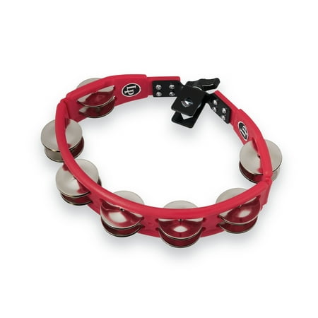 Latin Percussion LP161 Cyclops Mounted Tambourine, Red, Steel