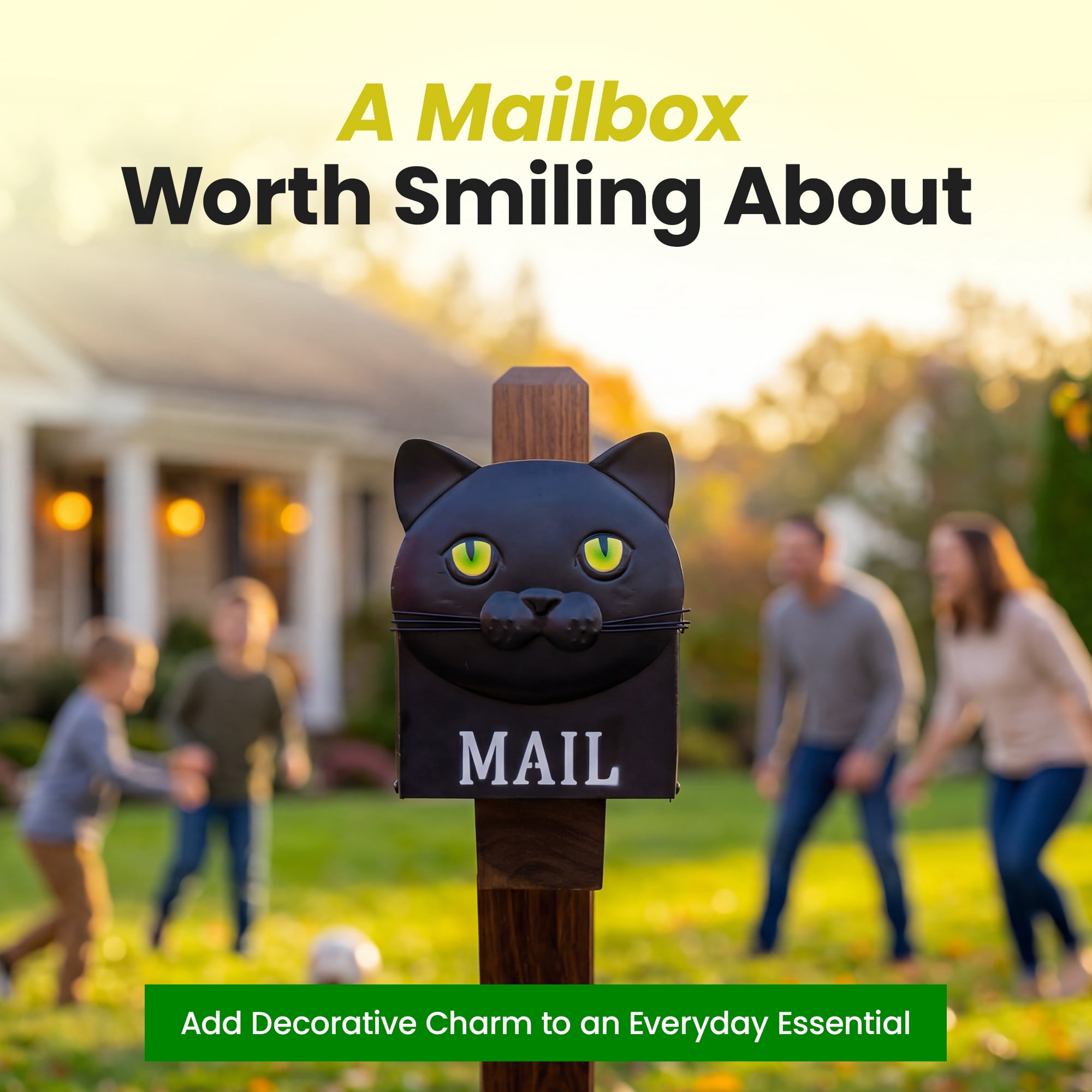 Made Easy Kit Metal Mailbox Animal Design - Fast Straight Forward Post Mounting Bracket Install - Durable All Weather Rust Resistant - Letters, Mail, Small Packages
