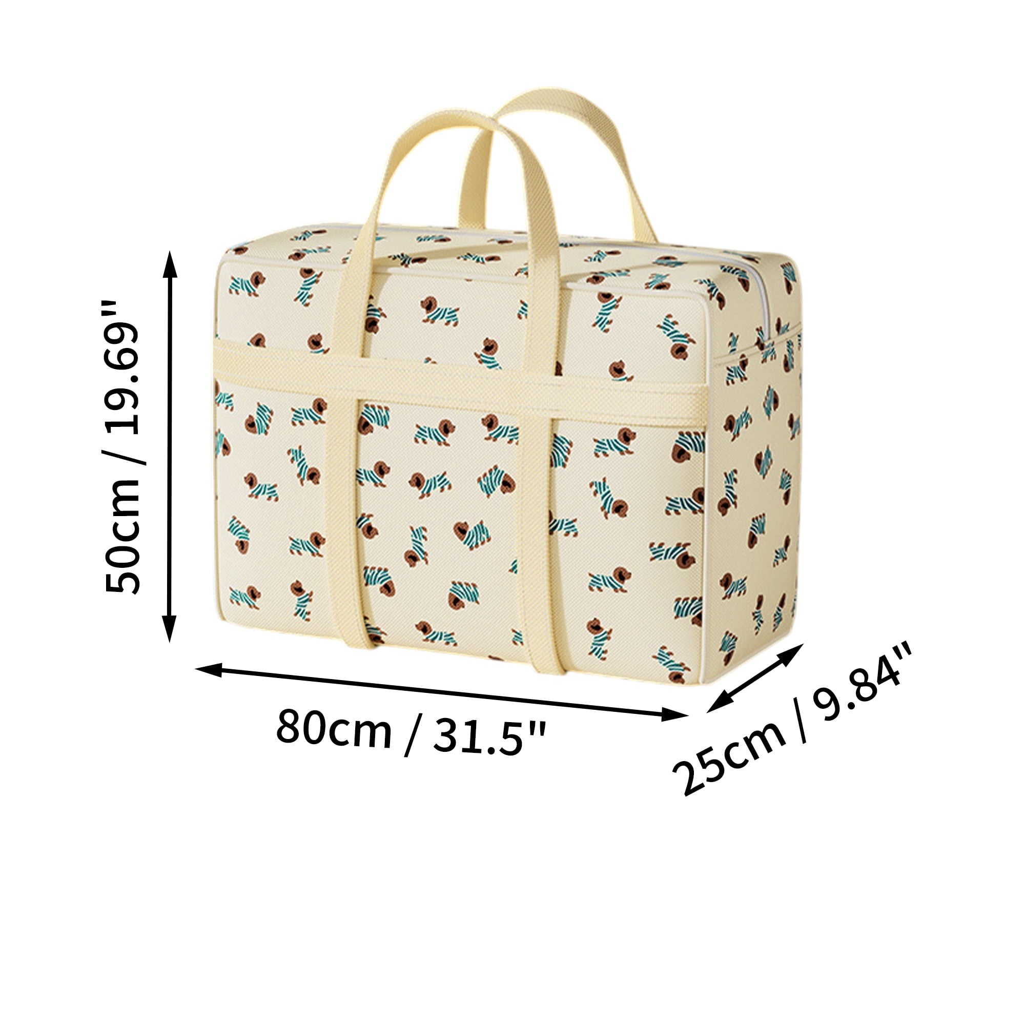 Unique Bargains Durable Dog Pattern Storage Bag Storage Bins 1 Pc Beige Dog Giant