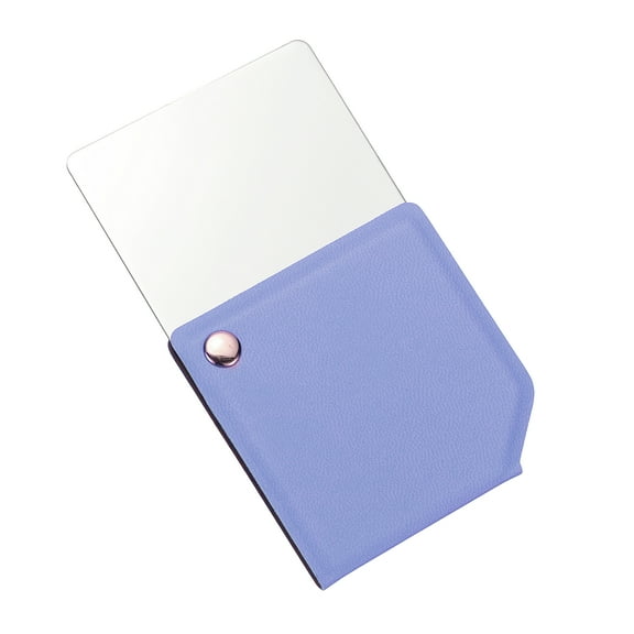 Espejo de bolsillo cuadrado Uxcell para bolso, espejo compacto de 2.44 pulgadas con funda de cuero (Púrpura)