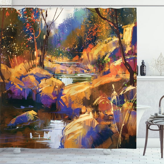 Ambesonne Fantasy Shower Curtain, Spring Environment, 69"Wx84"L, Tan Orange