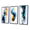 thumbnail image 3 of Designart "Wonders Found Turquoise and Gold Ink Cloud II" Abstract Painting Framed Wall Art Set Of 3 - Turquoise Modern Frame Canvas Set For Living Room Decor, 3 of 6