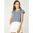 thumbnail image 2 of Camiseta Manga Tulipán Cuello En V Básico Para Mujer Allegra K Azul gris oscuro M, 2 of 6