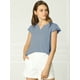 thumbnail image 2 of Camiseta Manga Tulipán Cuello En V Básico Para Mujer Allegra K Azul gris oscuro M, 2 of 6