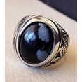 thumbnail image 4 of Snowflake Obsidian Mens Ring, Natural Snowflake Obsidian, Gents Ring, Silver Jewelry, 925 Silver Ring, Gift, Heavy Mens Ring, Arabic Design, Ottoman Style Ring, Christmas, Turkey Mens Signet Ring, 4 of 5