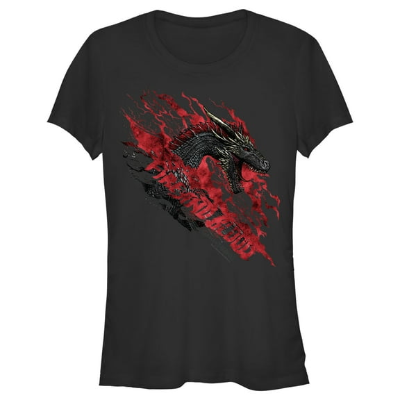 Junior's Game of Thrones Fire and Blood Dragon Red  Graphic Tee Black Medium
