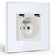 thumbnail image 1 of Enchufe de pared con 2 puertos USB, enchufe de CA de 16 A con panel de vidrio, regleta de enchufes de pared de 2,1 A como máximo, apto para teléfonos inteligentes y tabletas (1 enchufe con 2 puertos U, 1 of 5
