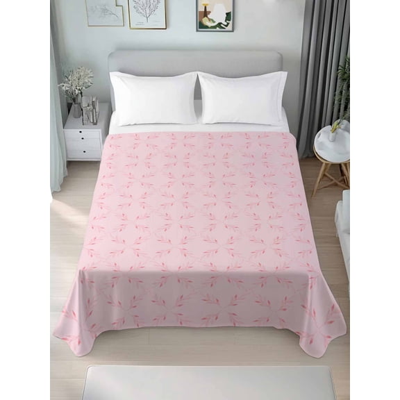 Pink Morocco Full Size Flat Sheet, Wrinkleproof & Fadeproof Cooling Flat Bed Sheet Only, Geometric Leaf Diamond Lattice Abstract Breathable Soft Bedding Top Sheets 81 x 96 Inches
