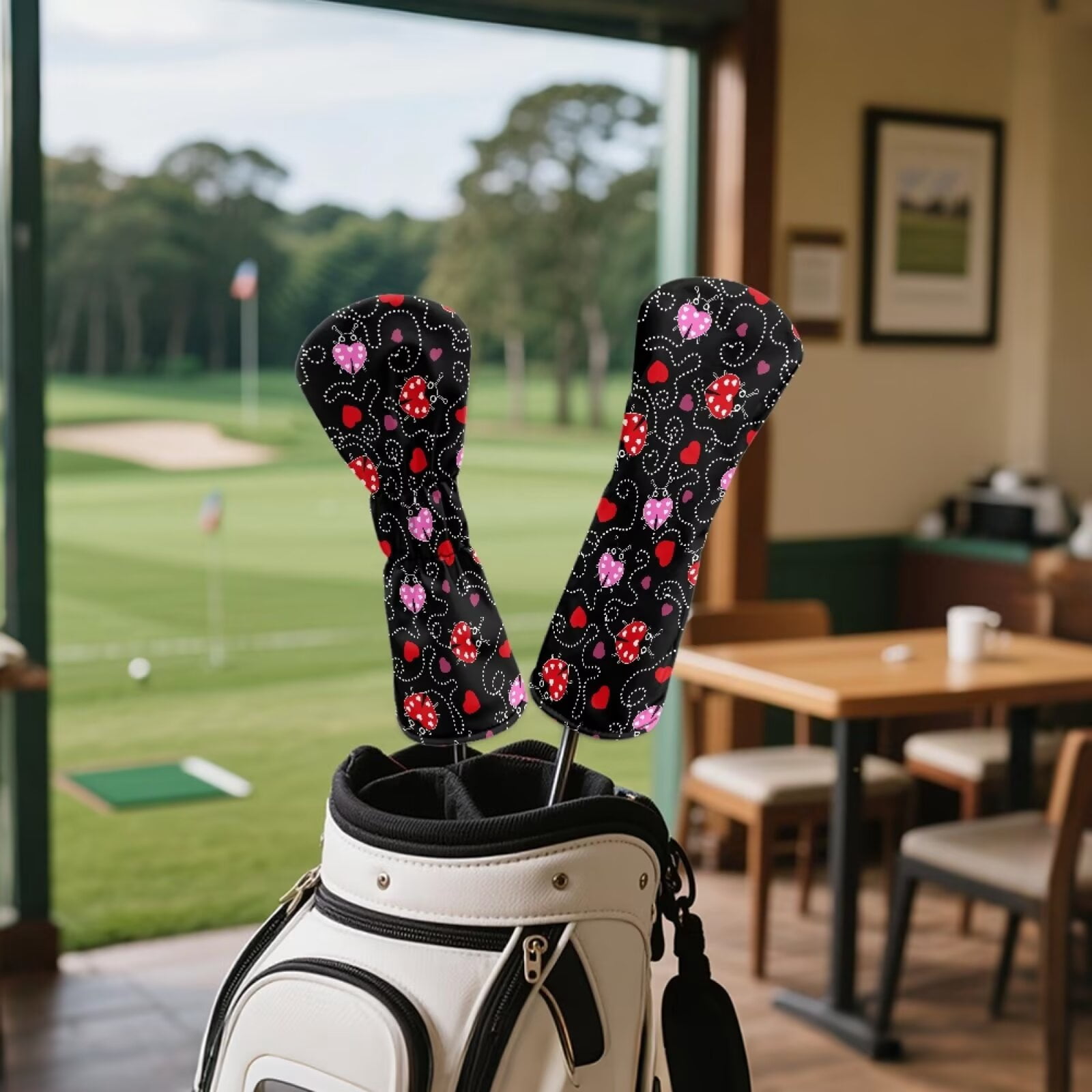 Uorisanigo Golf Club Head Covers, Driver, Fairway #3#5, Hybrid Headgear, Premium PU Leather Cute Ladybug Golf Club Covers, 3 PCS Headcovers Set Accessories Protection