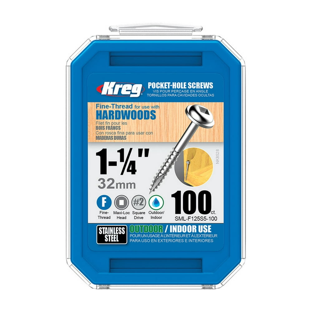 Kreg SMLF125S5100 305 Stainless Steel Pocket Screws 11/4", 7 Fine