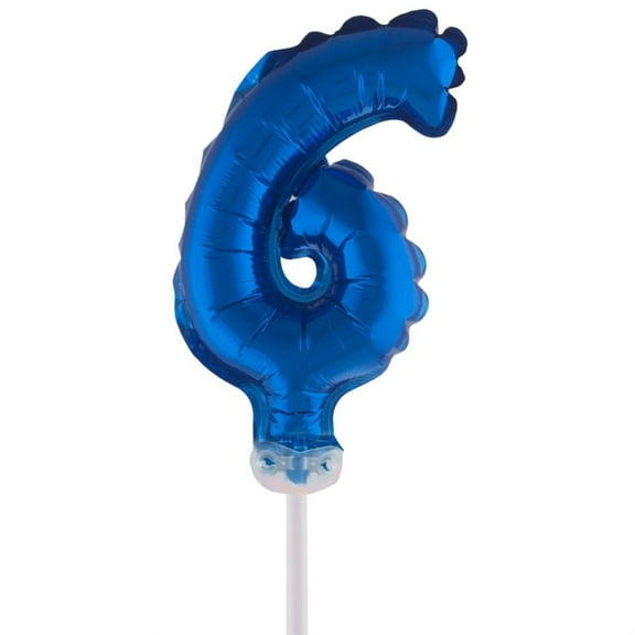 Balloon-Foil-Cake Topper-Number 6-5"-Blue