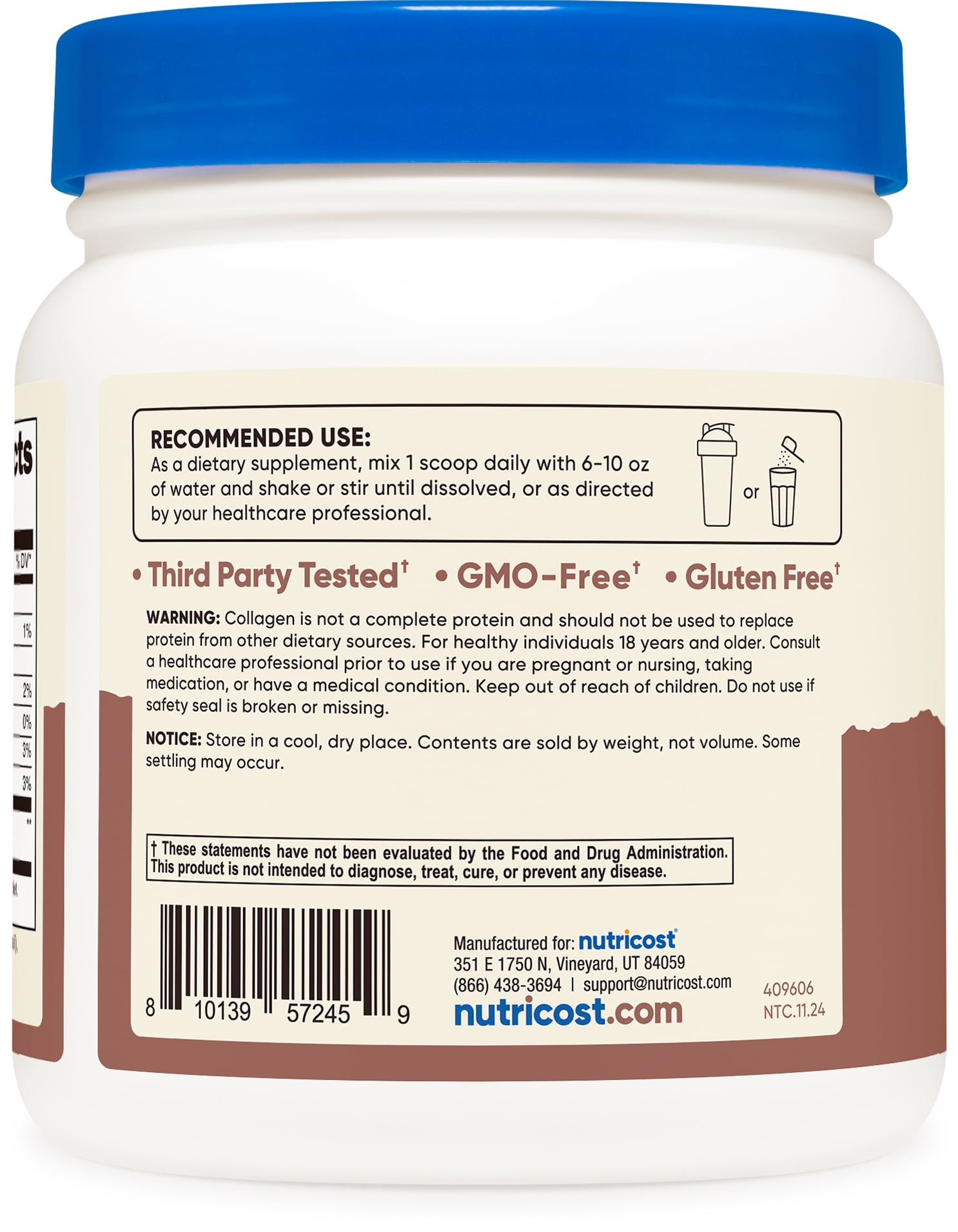 Nutricost Marine Collagen (Chocolate Flavor) 30 Servings - Collagen Supplement from Wild Caught Pacific Cod Fish