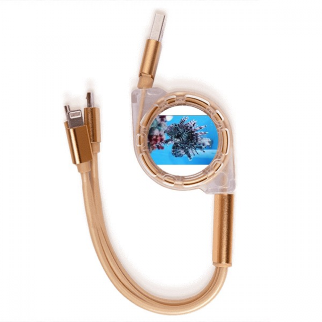 Trapical pescado organismo marino Ocean animal Cable de carga telescópico múltiples USB tres en uno