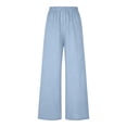 thumbnail image 6 of JUSLIO Pants for Women High Waist Plus Size Drawstring Linen Loose Elastic Waist with Pockets Slim Straight Pants, 6 of 8