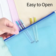 WWW A5 Plastic Zip Wallets Folder, 10PCS Mesh Zipper Pouch Document Wallet, A5 Zipper File Folders, Zip Lock Bags for School Office Household Travel Supplies