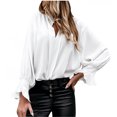 thumbnail image 1 of Camisa de color sólido con cuello en V y pulóver suelto informal para mujer de talla grande Fridja  czfsfas5327, 1 of 8