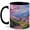 Black, variant on Cherry Blossom Mountain Coffee Mug, Spring Nature Mug, Flower Lover Birthday Christmas Gift, Sakura Valley Lake Pink Petal Landscape Art, 11 oz White Ceramic Coffee Cup for Tea
