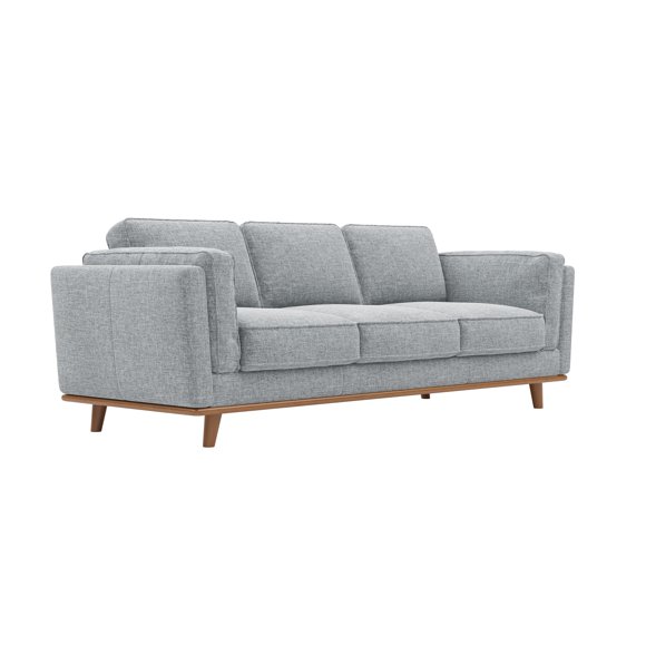 Valencia Artisan Swiss Linen Three Seat Sofa 87.8" | Artisan Natural Woven Linen-Blend, Alder Toned Hardwood Frame, Ultimate Comfort, Easy Assembly, Light Grey