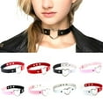 thumbnail image 2 of Women Gothic Collar Necklaces Fashion and Adjustable PU Leather Heart Choker Necklace Hip Hop Jewelry, 2 of 5