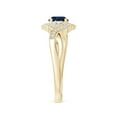 thumbnail image 3 of ANGARA Natural Aeon Sapphire & Diamond Floral Halo 3 Stone Engagement Ring in 14K Yellow Gold for Women (Size-5mm) | September Birthstone, Anniversary, Jewelry Gift for Women | Natural Sapphire Ring, 3 of 10