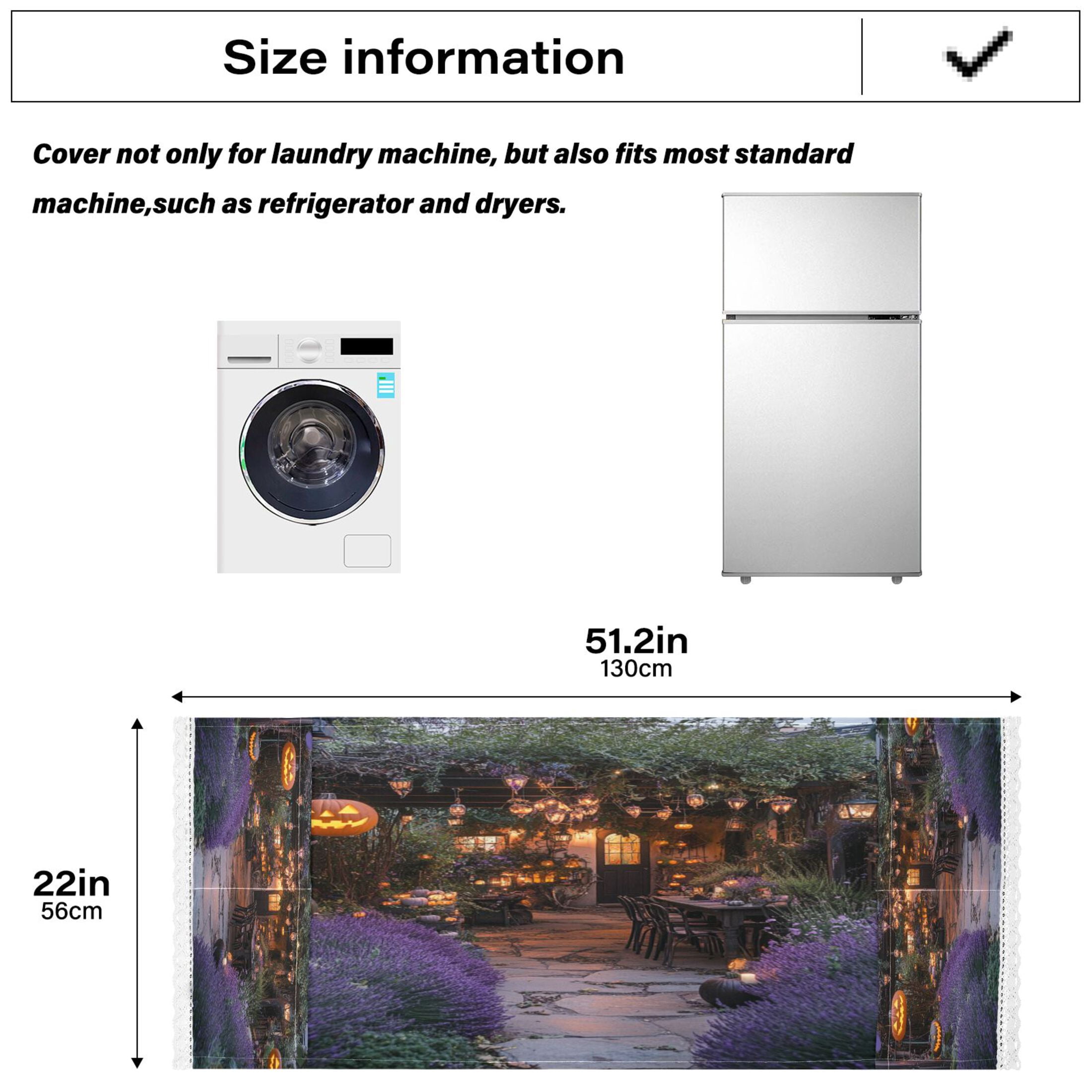 Halloween-inspired GardenWasher and Dryer Covers Dust-Proof and Oil Resistant Fridge Cover with 4 Storage Pockets Washing Machine Top Cover for Laundry Kitchen Home 51.2 x 22 In